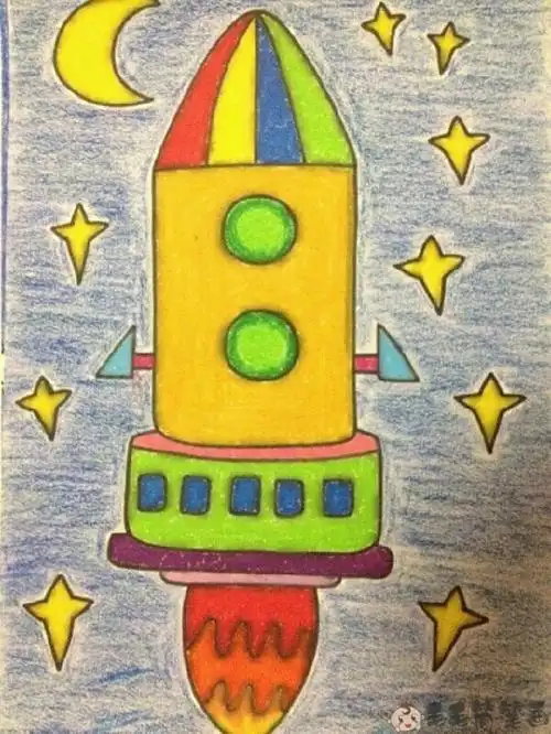 神州火箭绘画,火箭儿童画 - 毛毛简笔画