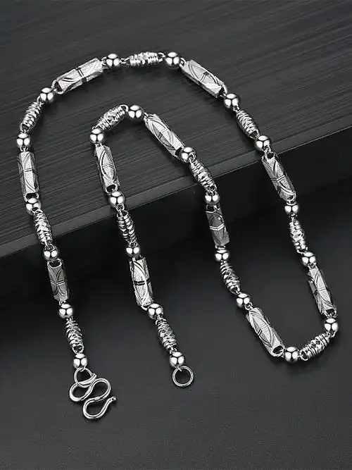 项链铂金六角粗款男士pt950白金链子定制项链