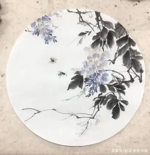 国画小品紫藤的绘画步骤