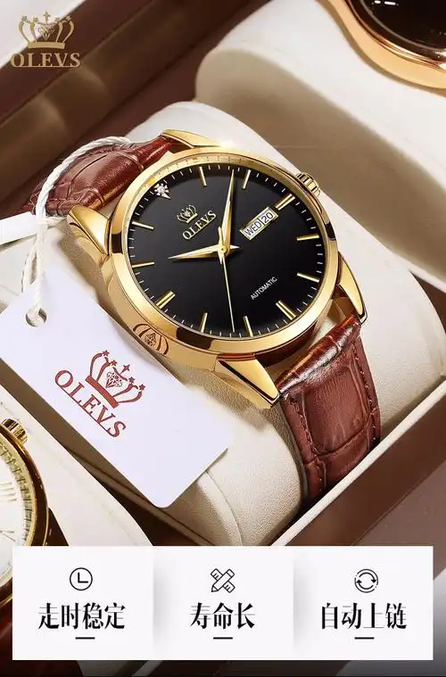 瑞士欧利时olevs瑞士认证男士手表时尚潮流手表男机械表防水带夜光双