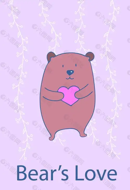 可爱小熊卡通小清新动物卡片矢量素材