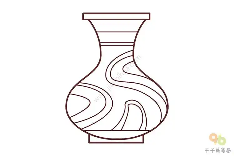 青花瓷花瓶简笔画图片