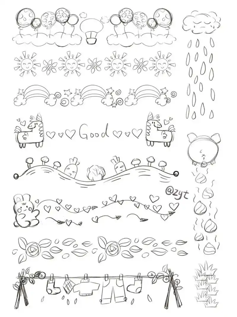 可爱萌萌哒花边素材～小清新配色～ 适合装饰手账本,日记本,手抄报等