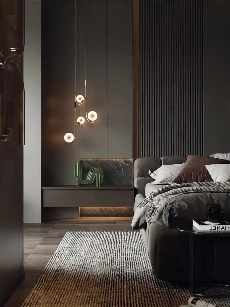 现代轻奢风主卧装修效果图设计感高级感满满.