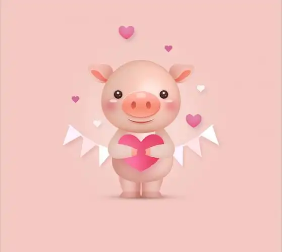 爱你2019猪年卡通猪4k背景图片