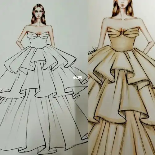 服装设计 #服装设计手绘 #服装效果图 #礼服