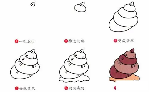 田螺动物简笔画步骤图片大全