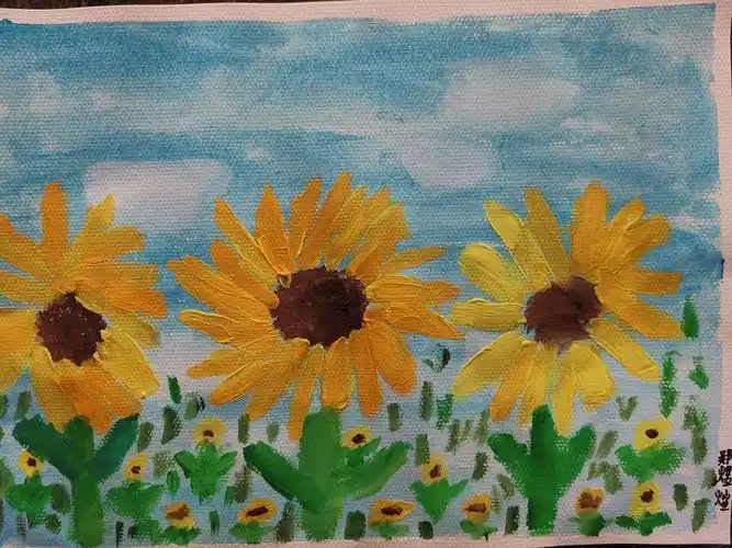 其它 怒放的向日葵 写美篇本周课程 水粉——怒放的向日葵 [微笑]情感