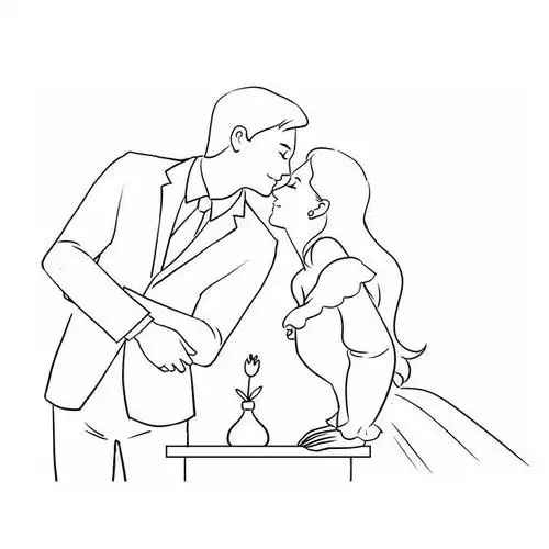 亲吻鼻子的情侣情人节手绘线条素描插画116289免抠图片素材