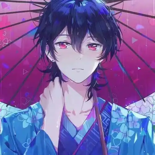 一张图,一位古装美女穿和服,颜色好像是紫色,还.拿着伞,特别漂亮,跪求