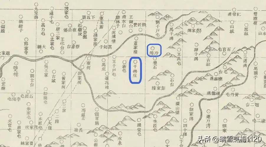 1894年奉天府地图·千佛庄1894年《奉天府地图》上,在央什村的正北方