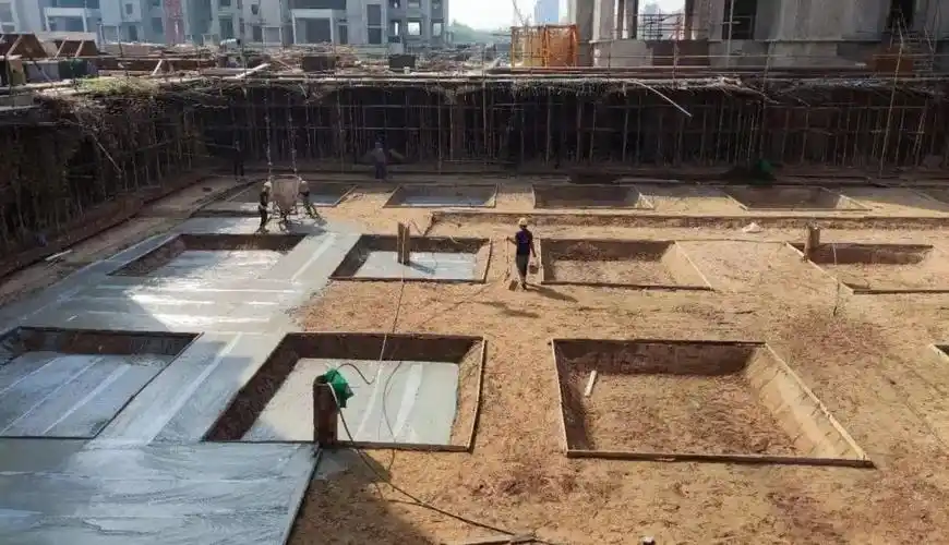 二地块车库基坑验槽§二地块10#楼车库顶板钢筋绑扎目前,邯郸恒大