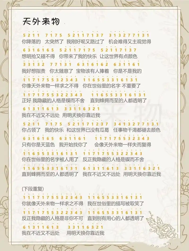 天外来物 #薛之谦 #钢琴简谱#尤克里里吉他谱 92 - 抖音