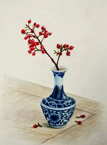 《花瓶》  彩铅写生   邓美玉