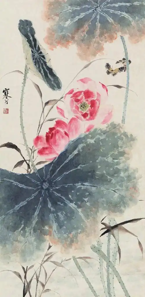 【江寒汀 花鸟画荷花水鸟翠鸟鱼蛙虾蟹】