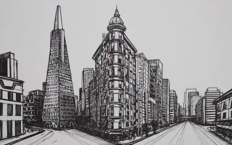 【绘画教程】2点透视画旧金山的建筑物