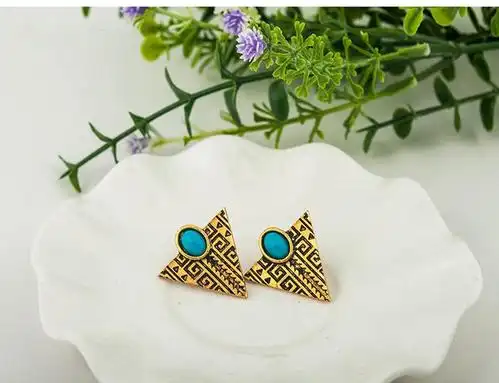 stud earrings personalized fashionable alloy vintage triangle tu