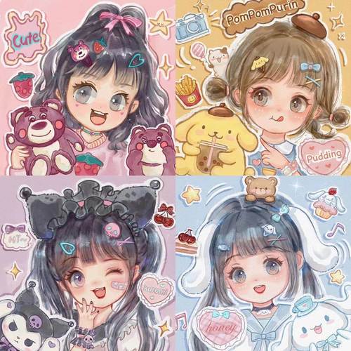 2022新款库洛米女孩卡通钻石画手工diy钻石贴画三丽鸥满钻砖石画