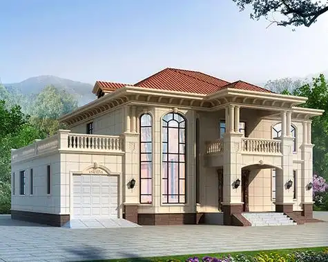 永云新款at2951高端大气二层带车库欧式风格复式楼别墅设计图纸19x12m