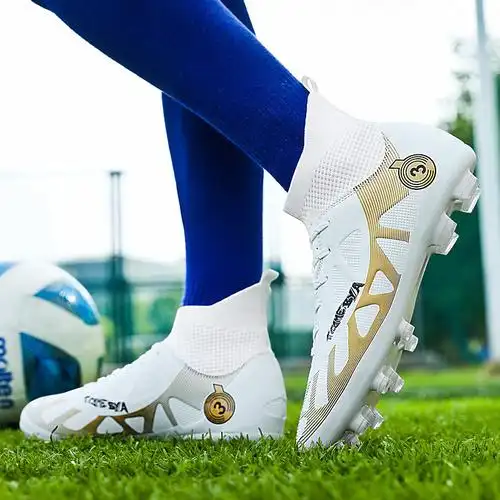 跨境大码鸳鸯双色足球鞋长钉ag碎钉tf成人学生训练体育运动跑步鞋