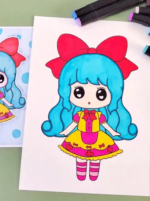 可爱公主风,马克笔小公主儿童画