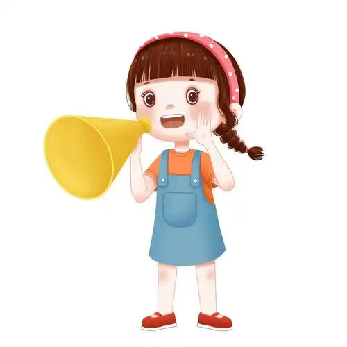 卡通小女孩喇叭喊话元素gif动态图卡通人物[gif]