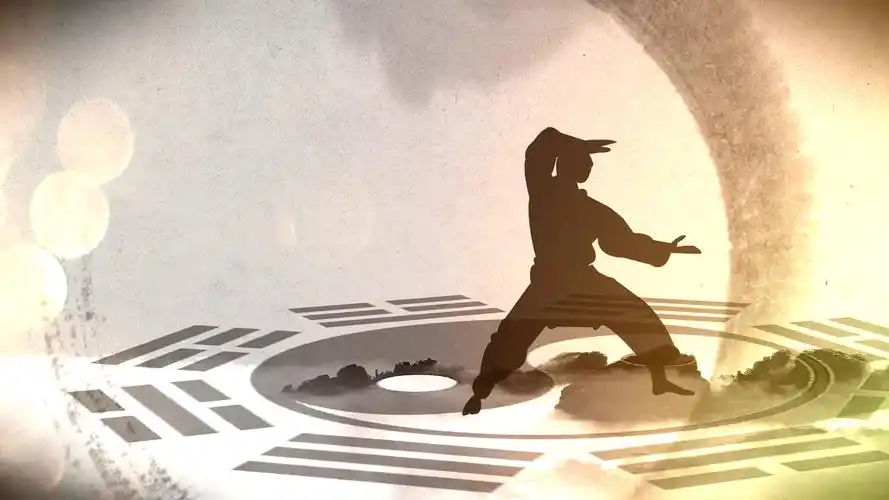 4k中国风大气光效舞台表演水墨太极拳背景mp4