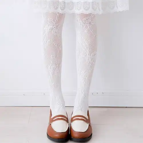 日系白色丝袜袜子少女蕾丝打底洛丽塔lolita连裤袜连裤袜