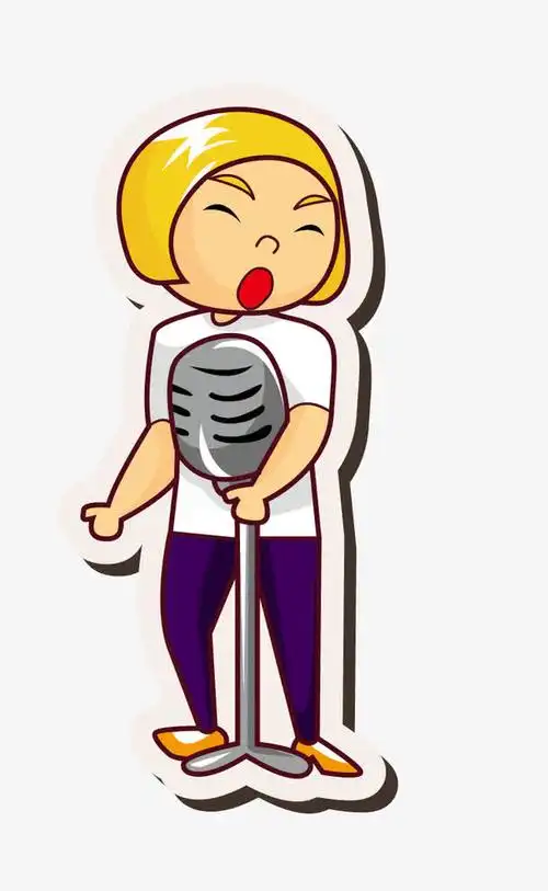 卡通人物握着麦克风唱歌psd源