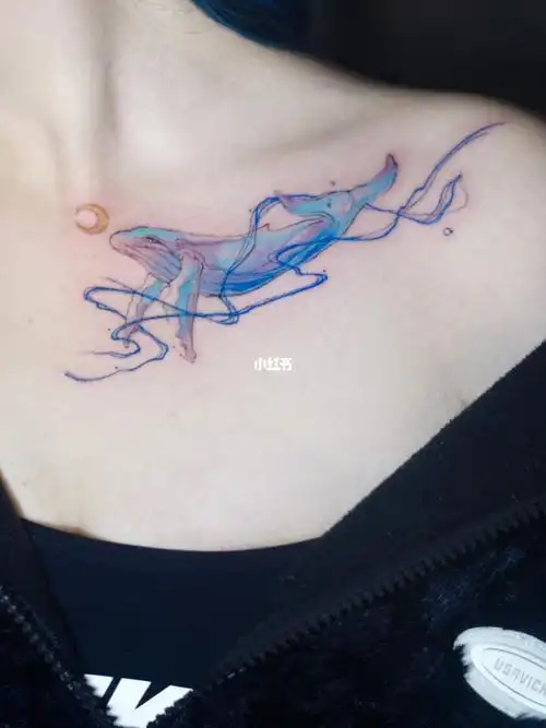 今日工事小清新鲸鱼纹身