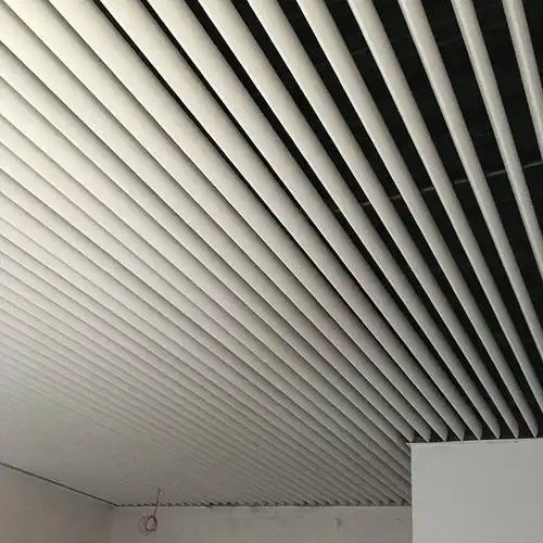 舟山会议室子弹头铝方通吊顶 白色条形铝合金格栅厂家