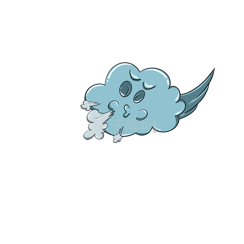 卡通乌云冷空气温度下降凉风吹风大风降温动图gif寒潮
