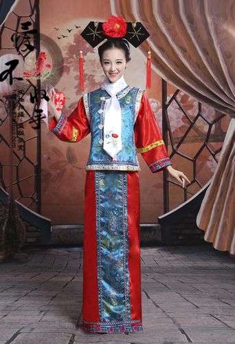 清朝古装还珠格格服装满族旗服女儿童古代宫廷宫女福晋校运会班服