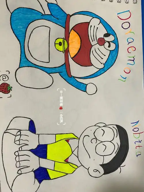 简笔画a梦与大雄