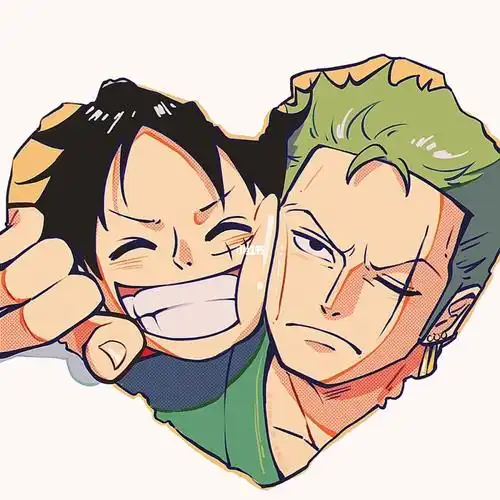 路飞索隆爱心撕纸拍照