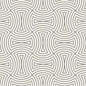 矢量无缝复古图案重叠弧在艺术装饰风格. 现代时尚抽象纹理.