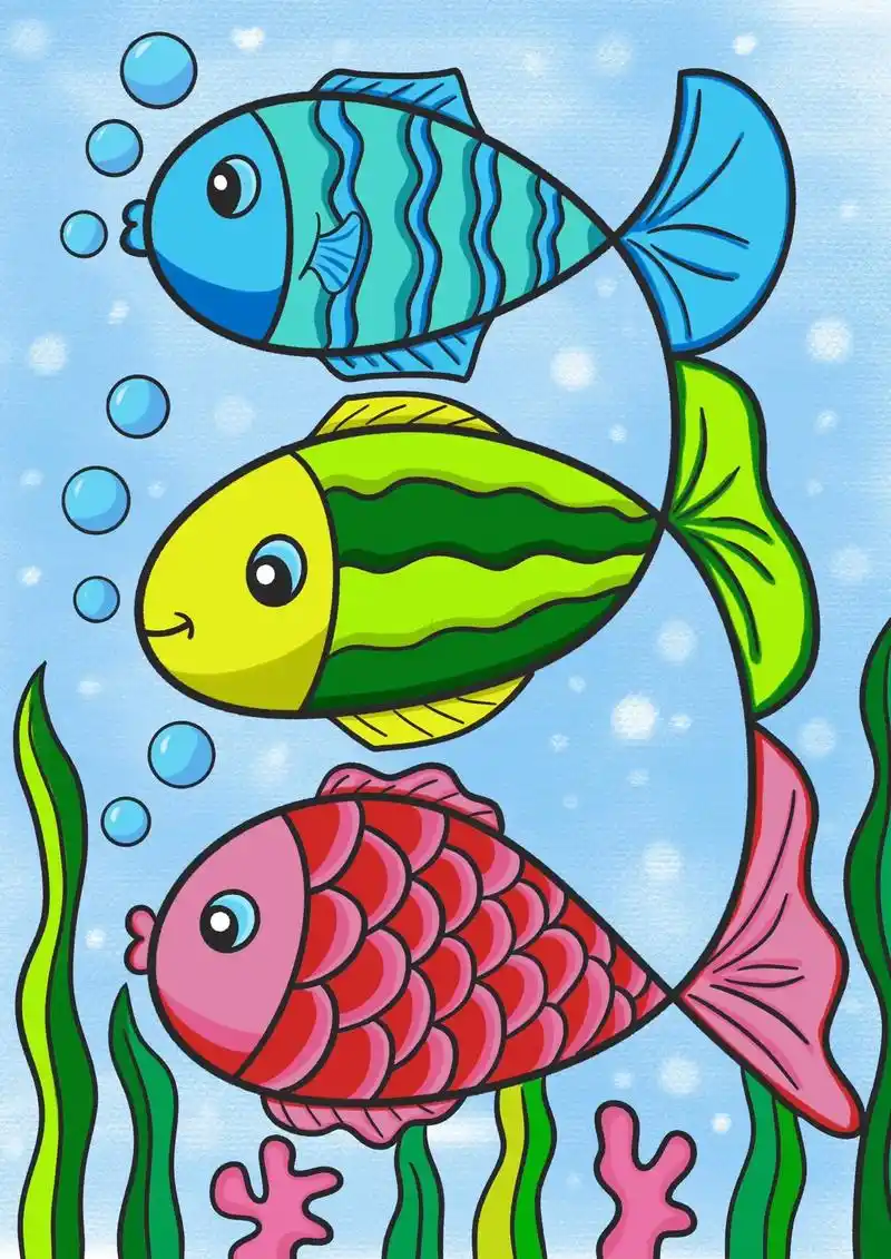 亲子简笔画.这样画小鱼简单又好看,小朋友都会了,你也来试试吧 - 抖音