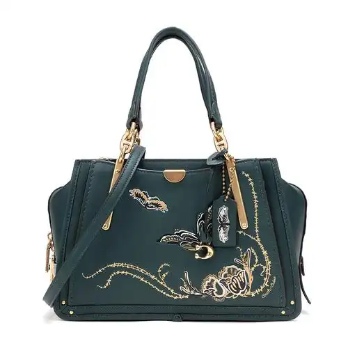 coach 蔻驰 奢侈品 女士dreamer系列梅紫色刺花光滑皮革手提单肩斜