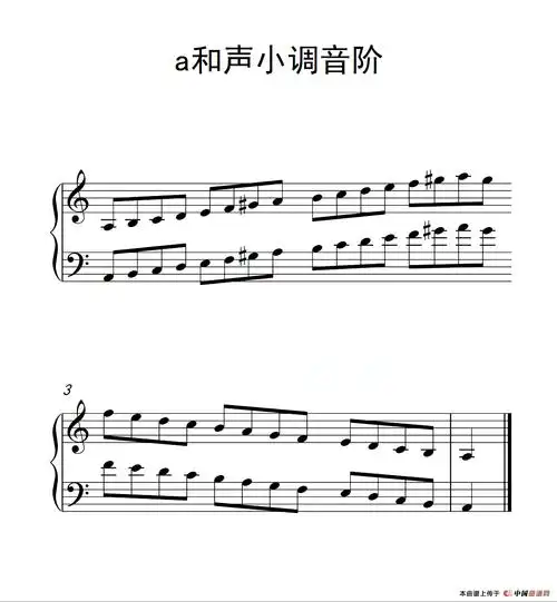 第一级a和声小调音阶中国音乐学院钢琴考级作品16级