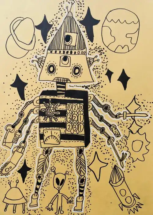 机器人儿童画