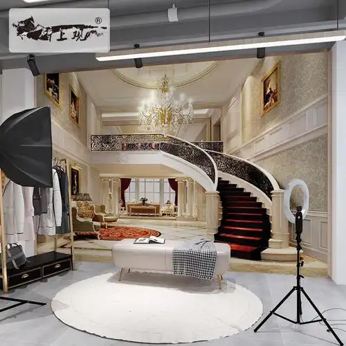 主播背景布抖音直播间墙纸男女大直播背景墙3d立体欧式豪华高大上