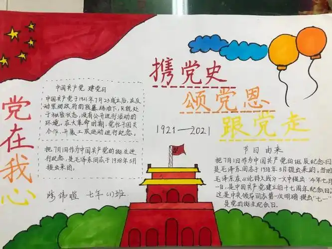 陈奕霖                 这场"百年光辉历程,全面建成小康"的手抄报