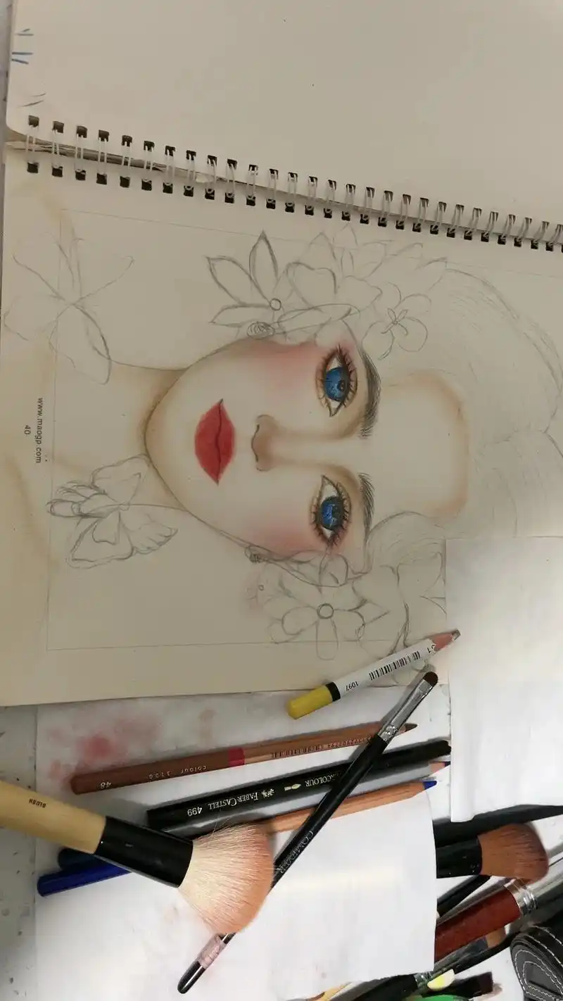 彩铅画 #美人图 想做的事情不分时间,也不看天赋.如果我只 - 抖音