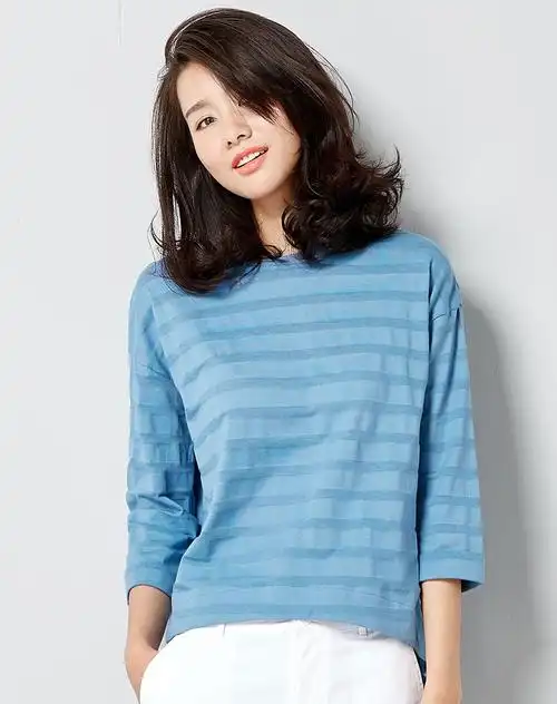 七分袖宽松落肩t恤珠光白