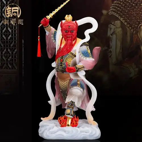 王灵官神像家用供奉汉白玉摆件降魔之神火神道教摆件