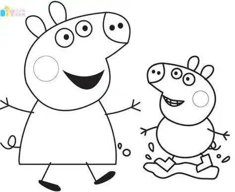 风筝涂鸦小小猪佩奇简笔画 简笔画图片大全-普车都