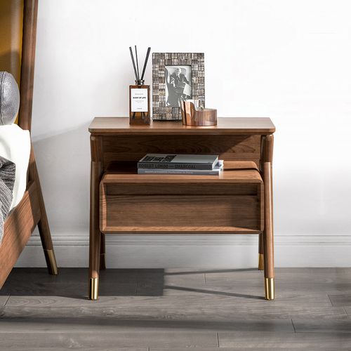 沃购全实木床头柜榉木北欧宜家风格储物轻奢卧室柜子床边收纳现代