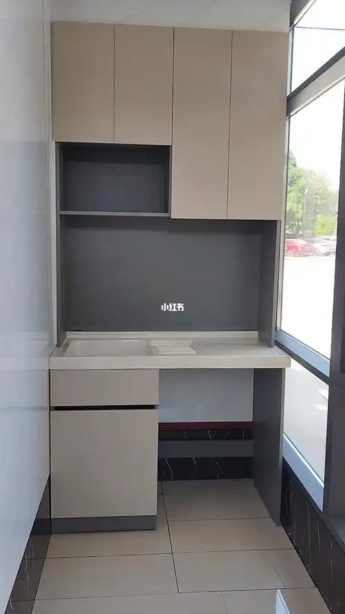 全铝阳台柜卡其灰搭雪花灰效果不错