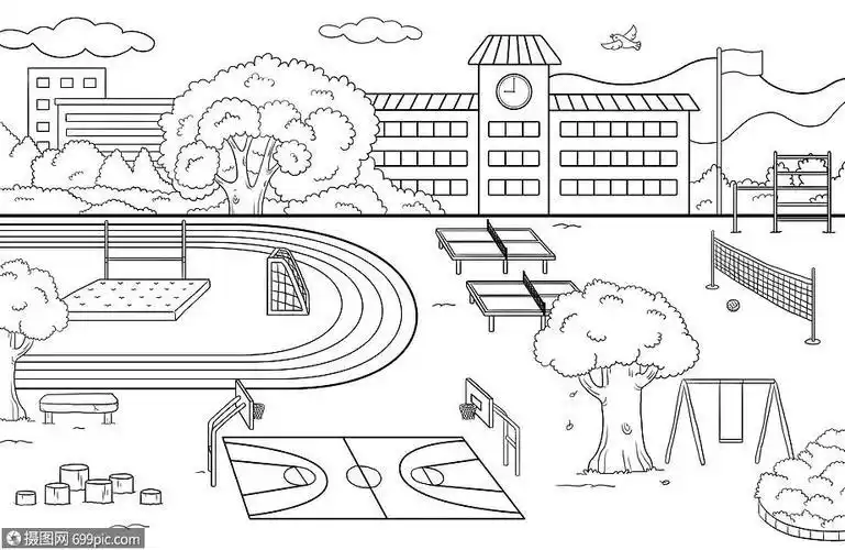 你快乐的校园简笔画为主题的画