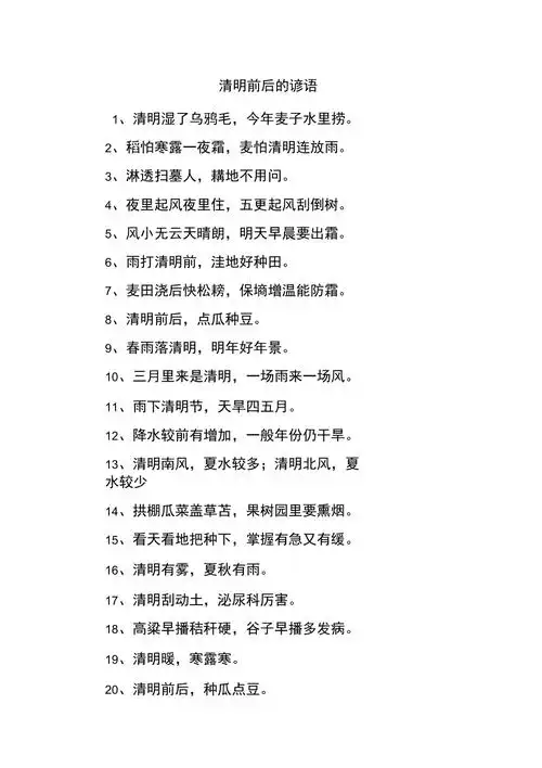 清明前后的谚语